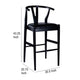 Cera Barstool Chair Set of 2 Rich Faux Leather Seat Black Rubberwood