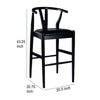 Cera Barstool Chair Set of 2, Rich Faux Leather Seat, Black Rubberwood