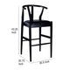 Cera Barstool Chair Set of 2, Rich Faux Leather Seat, Black Rubberwood