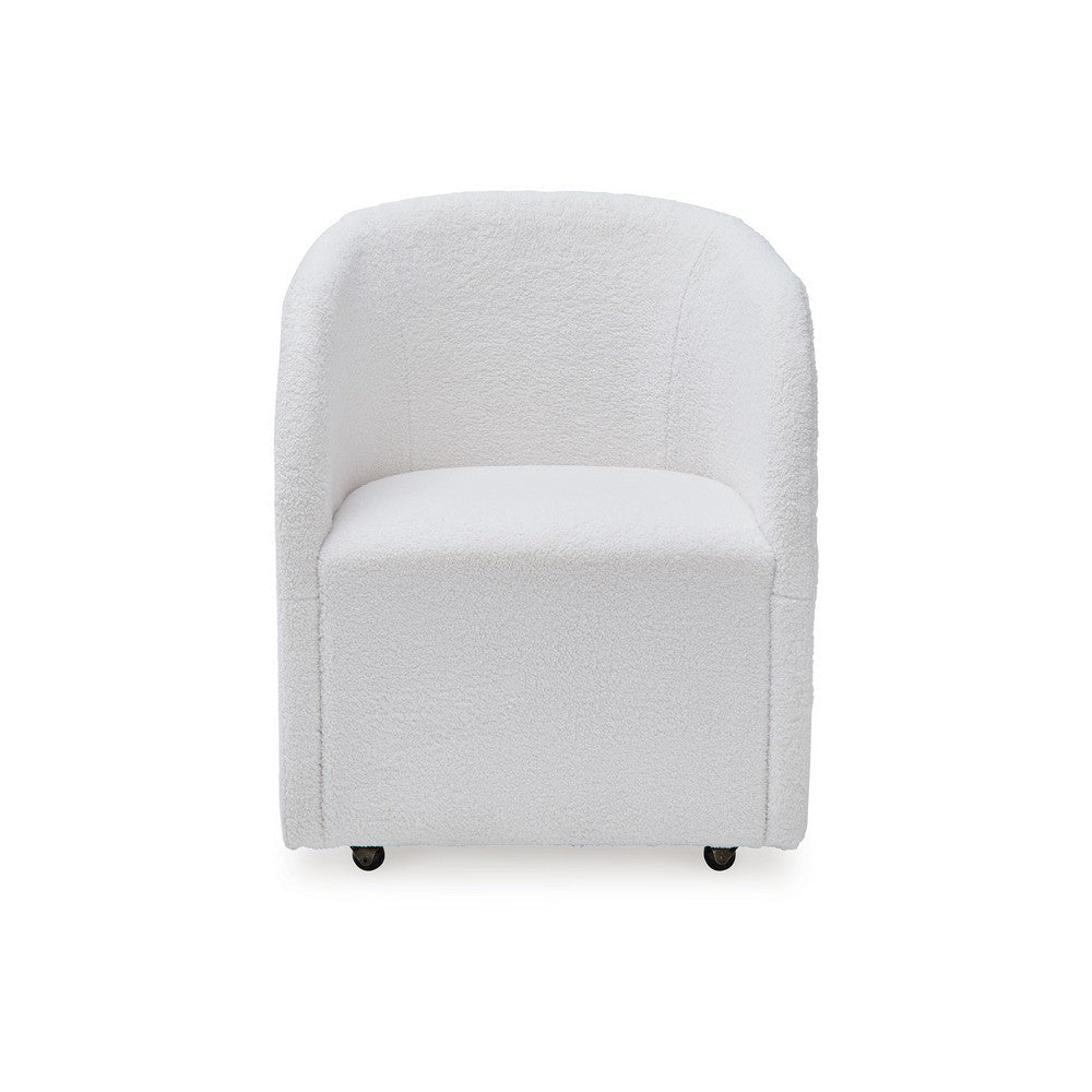 Ashley Robeck Dining Armchair Set of 2 with Wheels Ivory Boucle Polyester BM330017