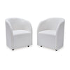 Ashley Robeck Dining Armchair Set of 2 with Wheels, Ivory Boucle Polyester