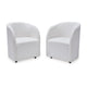Ashley Robeck Dining Armchair Set of 2 with Wheels, Ivory Boucle Polyester