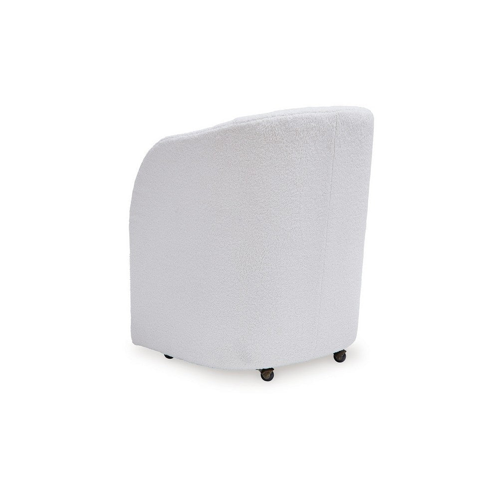 Ashley Robeck Dining Armchair Set of 2 with Wheels Ivory Boucle Polyester BM330017