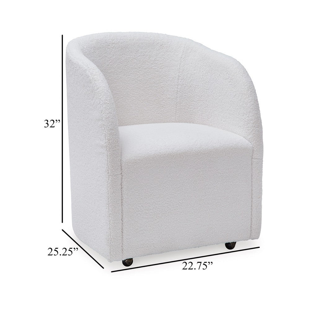 Ashley Robeck Dining Armchair Set of 2 with Wheels Ivory Boucle Polyester BM330017