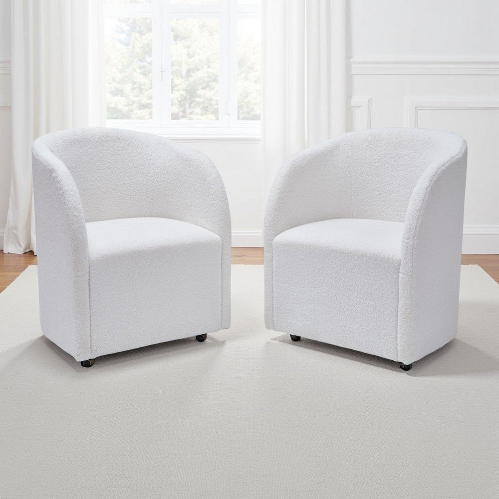 Ashley Robeck Dining Armchair Set of 2 with Wheels Ivory Boucle Polyester BM330017
