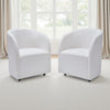 Ashley Robeck Dining Armchair Set of 2 with Wheels, Ivory Boucle Polyester