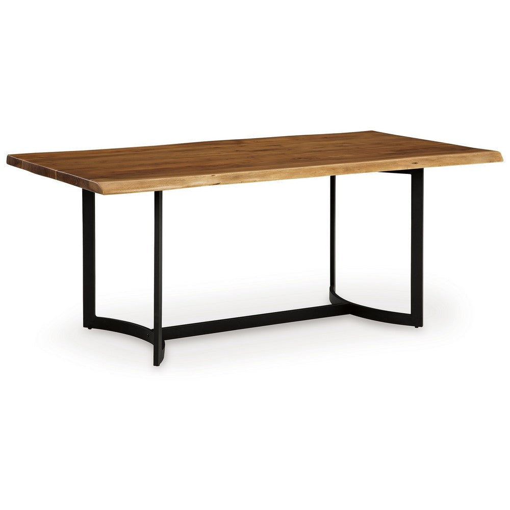 Ashley Dinno Dining Table, Live Edge Design, Light Brown Acacia Wood, 72 Inch