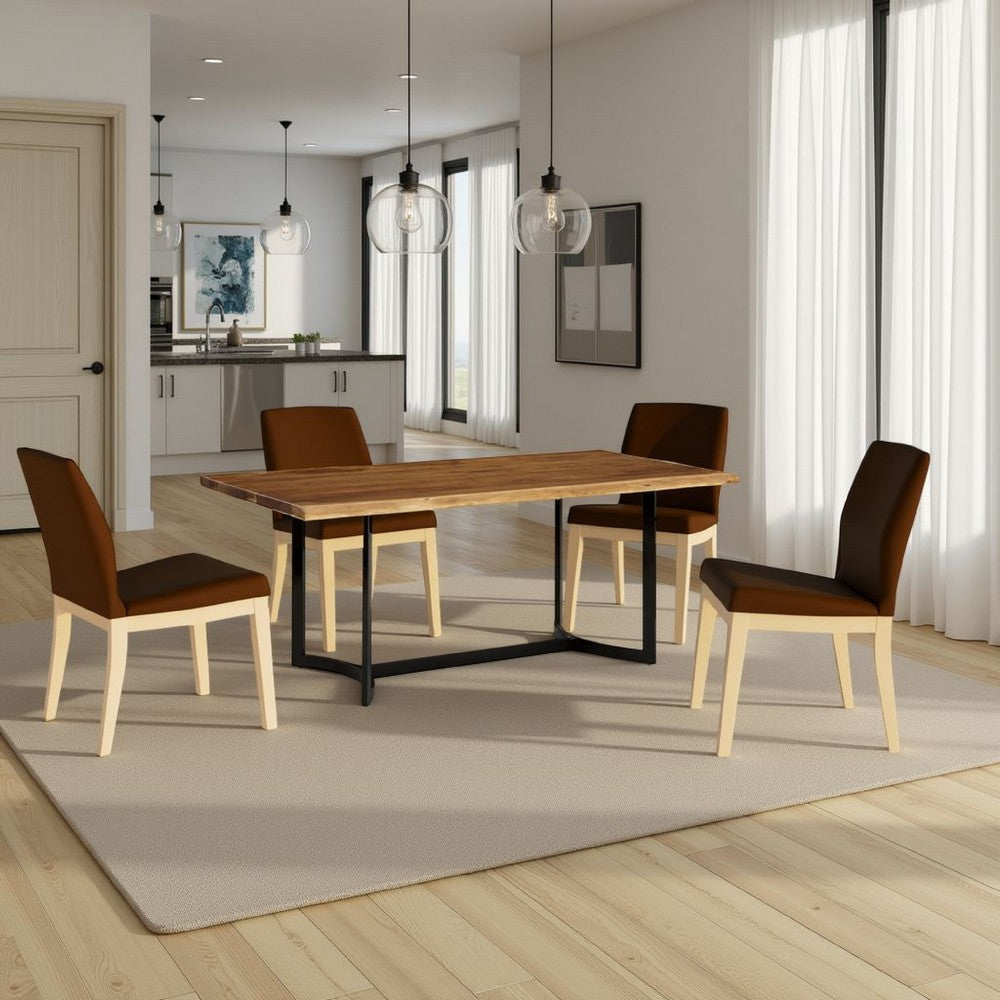 Ashley Dinno Dining Table, Live Edge Design, Light Brown Acacia Wood, 72 Inch