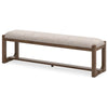 Ashley Cabal Large Dining Bench Padded Beige Polyester Brown Wood 64 Inch BM330022
