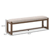 Ashley Cabal Large Dining Bench Padded Beige Polyester Brown Wood 64 Inch BM330022