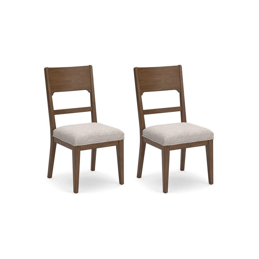 Ashley Cabal Dining Side Chair Set of 2 Beige Polyester Brown Hickory Wood BM330023