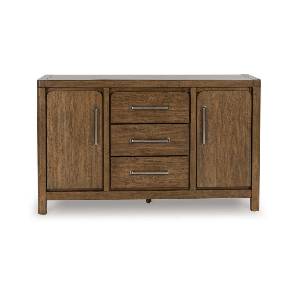 Ashley Cabal Dining Room Server 3 Drawer and 2 Cabinet Brown Wood 60 Inch BM330025