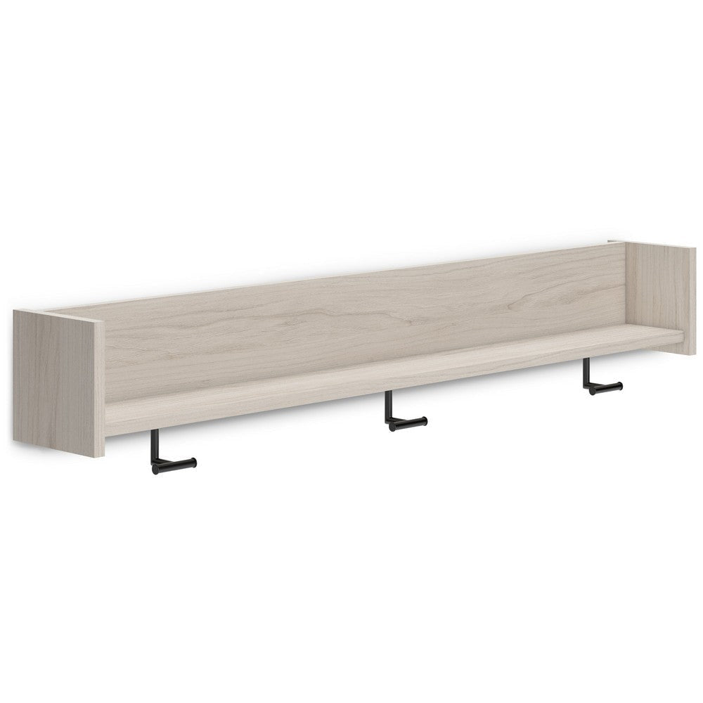 Ashley Soca Wall Mounted Coat Rack 3 Hooks and Shelf Light Natural Brown BM330029