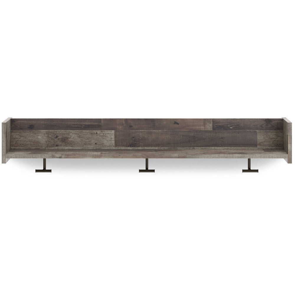 Ashley Elis Wall Mounted Coat Rack with 3 Hooks and Shelf Butcher Block Gray
