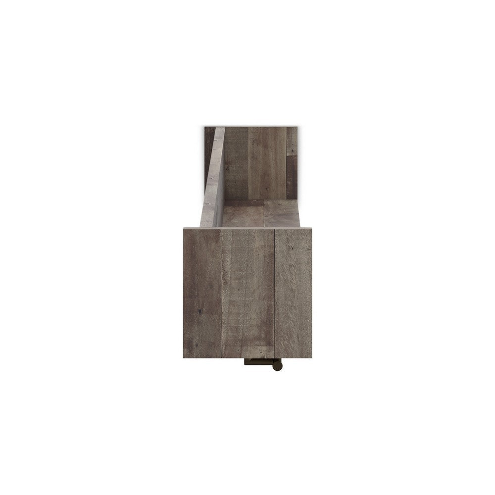 Ashley Elis Wall Mounted Coat Rack with 3 Hooks and Shelf Butcher Block Gray