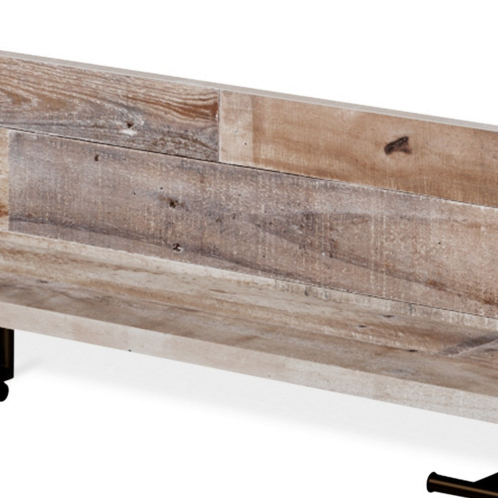 Ashley Elis Wall Mounted Coat Rack 3 Hooks and Shelf Butcher Block White