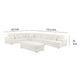 Sono 5pc Modular Sectional Sofa 6 Accent Pillows Channel Ivory White BM330039
