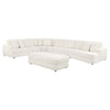 Sono 5pc Modular Sectional Sofa, 6 Accent Pillows, Channel Ivory White