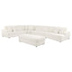 Sono 5pc Modular Sectional Sofa, 6 Accent Pillows, Channel Ivory White