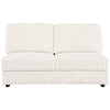 Sono Modular Armless Loveseat 60 Inch Ivory Fabric Channel Tufting BM330041