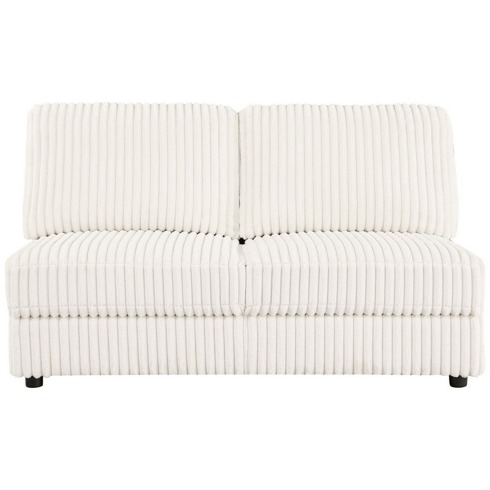 Sono Modular Armless Loveseat 60 Inch Ivory Fabric Channel Tufting BM330041