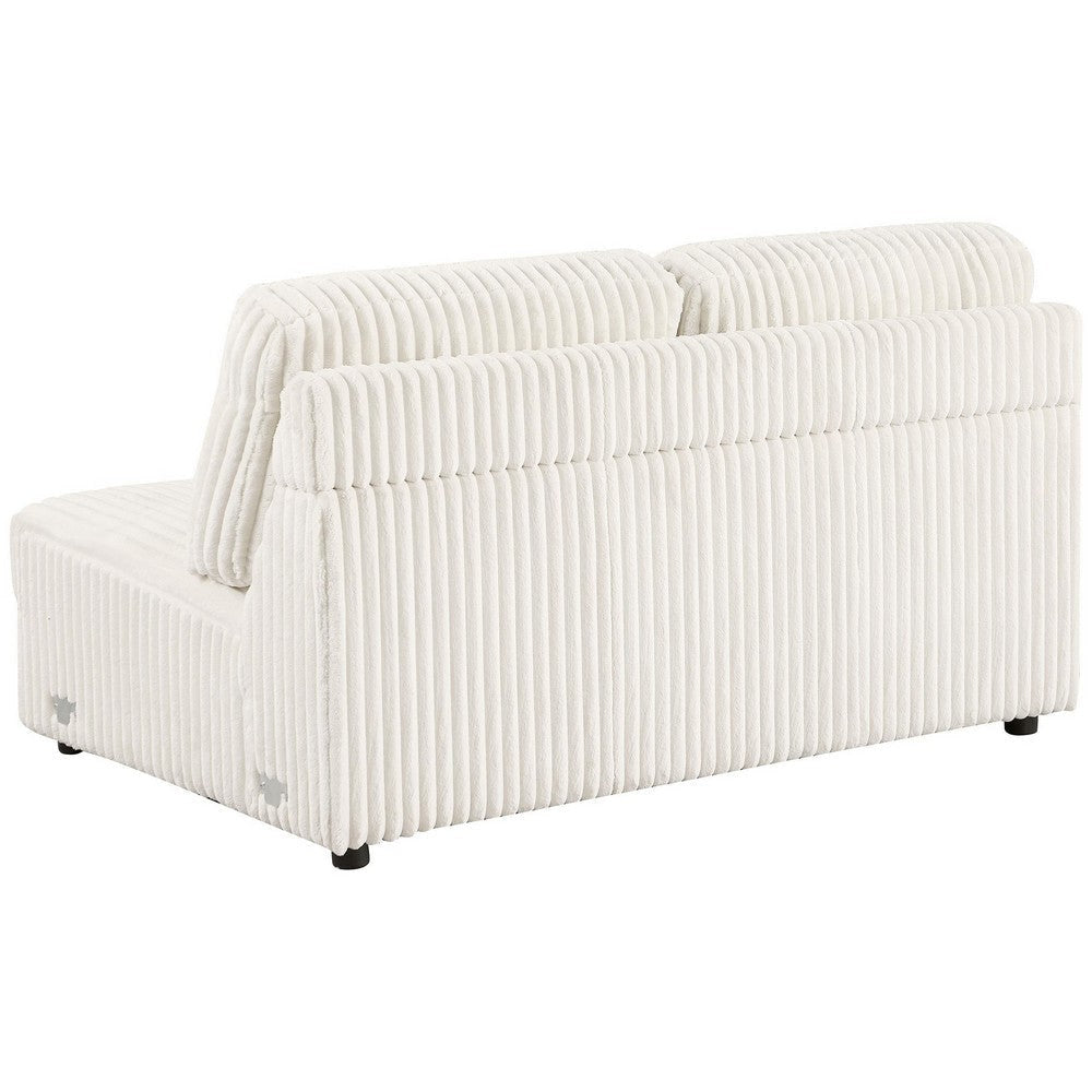Sono Modular Armless Loveseat 60 Inch Ivory Fabric Channel Tufting BM330041
