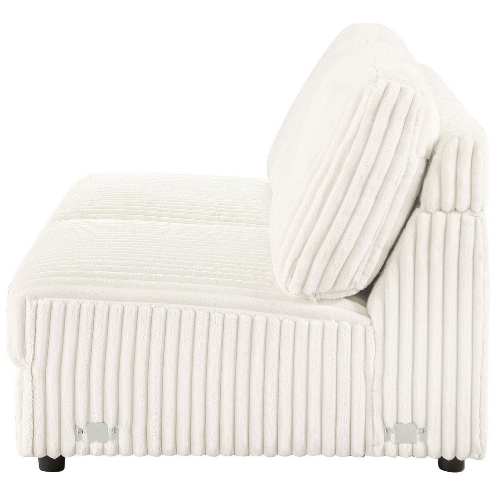 Sono Modular Armless Loveseat 60 Inch Ivory Fabric Channel Tufting BM330041