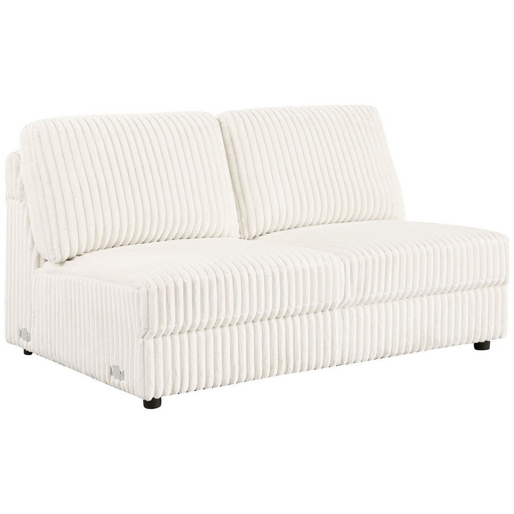 Sono Modular Armless Loveseat 60 Inch Ivory Fabric Channel Tufting BM330041