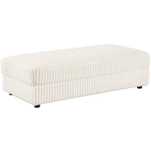 Sono Storage Ottoman, 61 Inch, Ivory Fabric with Channel Tufting