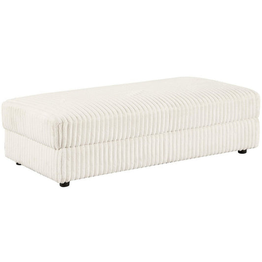 Sono Storage Ottoman, 61 Inch, Ivory Fabric with Channel Tufting
