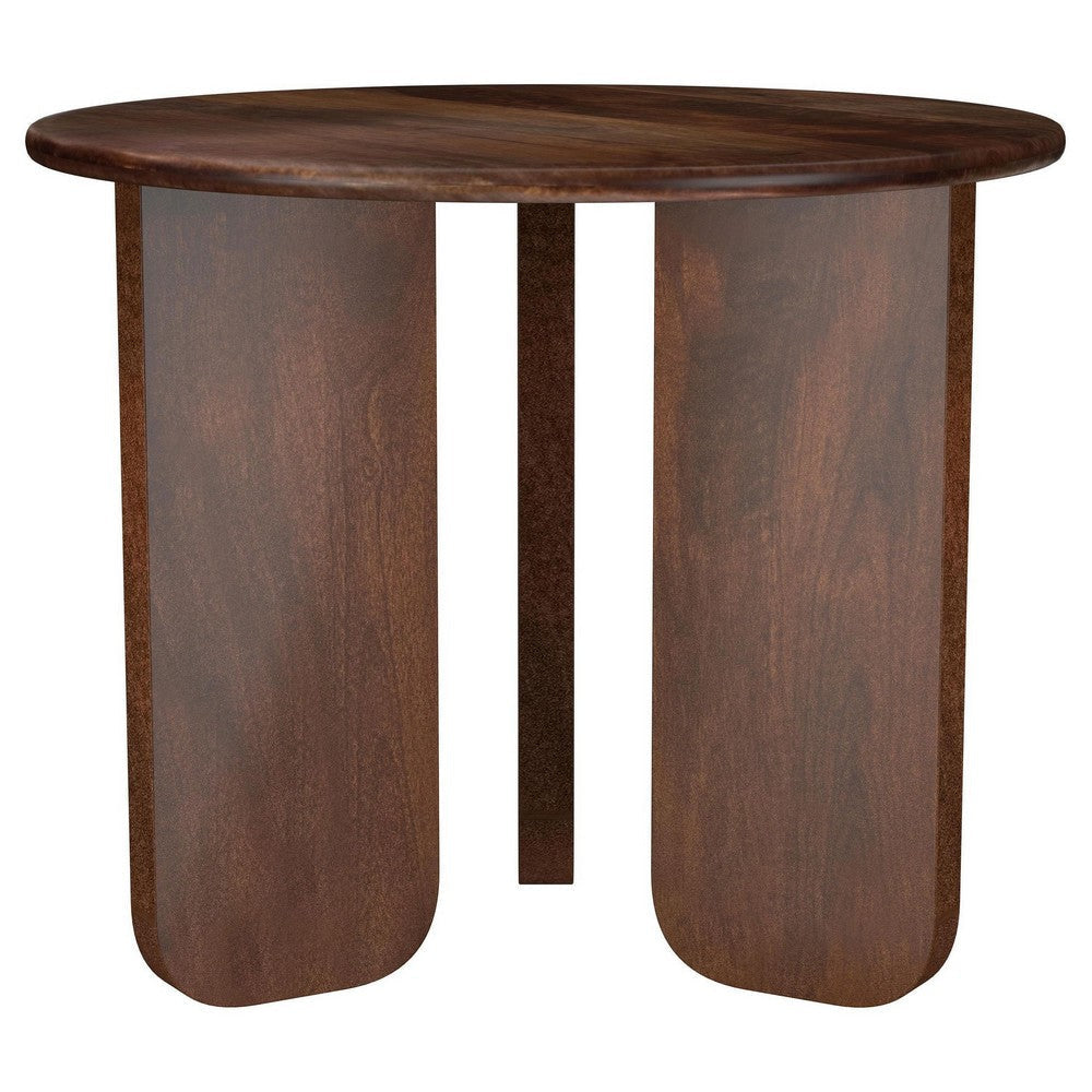Novo Side End Table 24 Inch Three Panel Legs Brown Mango Wood BM330046