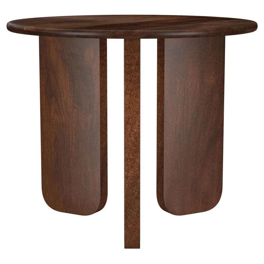 Novo Side End Table 24 Inch Three Panel Legs Brown Mango Wood BM330046