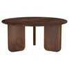 Novo Coffee Table 36 Inch Rustic Three Panel Legs Brown Mango Wood BM330047