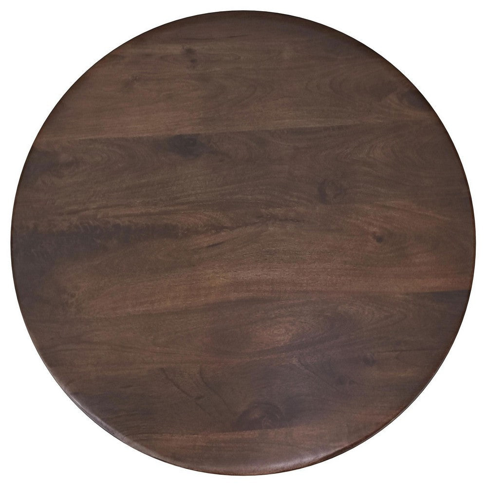 Novo Coffee Table 36 Inch Rustic Three Panel Legs Brown Mango Wood BM330047