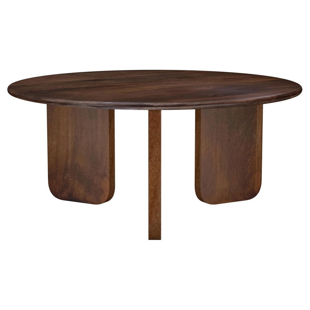 Novo Coffee Table 36 Inch Rustic Three Panel Legs Brown Mango Wood BM330047