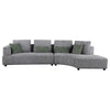 Sectional Sofa 134 Inch Classic Gray Fabric 4 Accent Throw Pillows BM330048