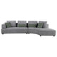 Sectional Sofa 134 Inch Classic Gray Fabric 4 Accent Throw Pillows BM330048