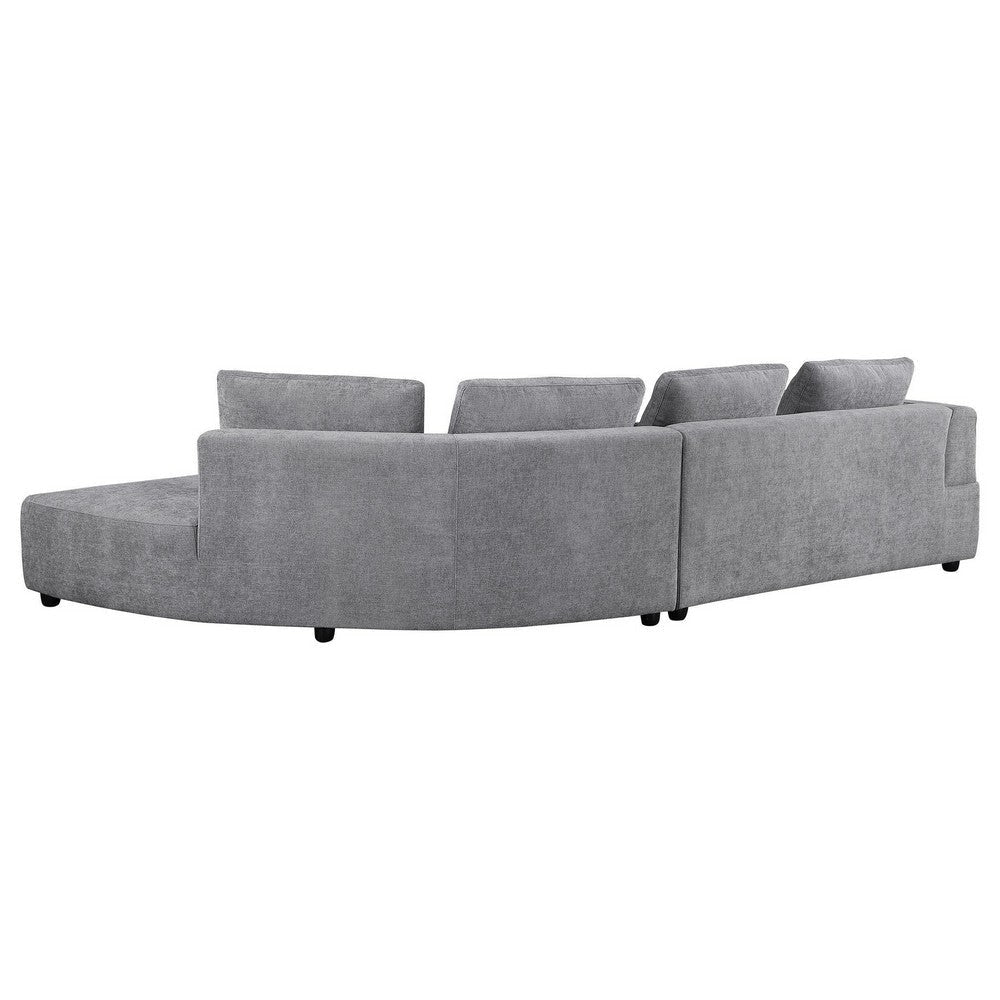 Sectional Sofa 134 Inch Classic Gray Fabric 4 Accent Throw Pillows BM330048