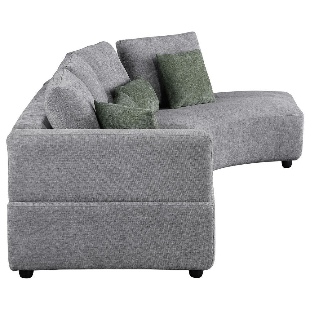 Sectional Sofa 134 Inch Classic Gray Fabric 4 Accent Throw Pillows BM330048