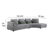 Sectional Sofa 134 Inch Classic Gray Fabric 4 Accent Throw Pillows BM330048