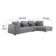 Sectional Sofa 134 Inch Classic Gray Fabric 4 Accent Throw Pillows BM330048