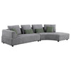 Sectional Sofa 134 Inch Classic Gray Fabric 4 Accent Throw Pillows BM330048