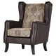 Miva Armchair 33 Inch Jacquard Classic Wingback Brown Faux Leather BM330051