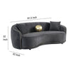 Buo Curved Sofa 92 Inch Dark Gray Polyester Gold Trim 3 Pillows BM330055