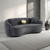 Buo Curved Sofa, 92 Inch, Dark Gray Polyester, Gold Trim, 3 Pillows