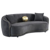 Buo Curved Sofa 92 Inch Dark Gray Polyester Gold Trim 3 Pillows BM330055
