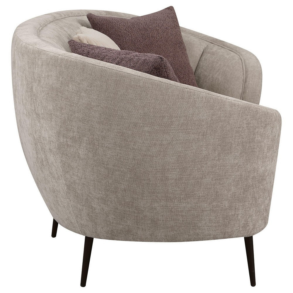 Zui Curved Sofa 92 Inch Beige Fabric Round Design 3 Accent Pillows BM330057