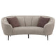 Zui Curved Loveseat 84 Inch Beige Round Design 2 Accent Pillows BM330058