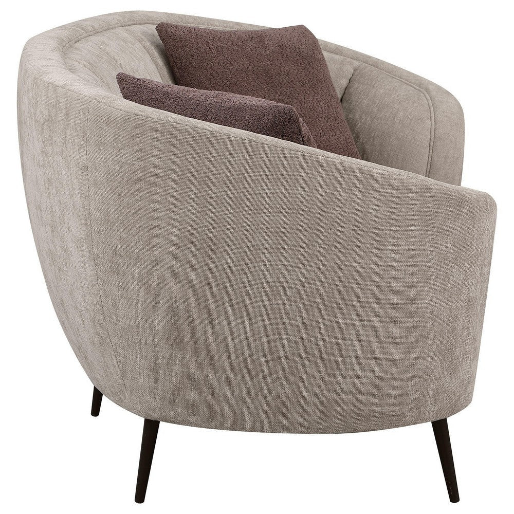 Zui Curved Loveseat 84 Inch Beige Round Design 2 Accent Pillows BM330058