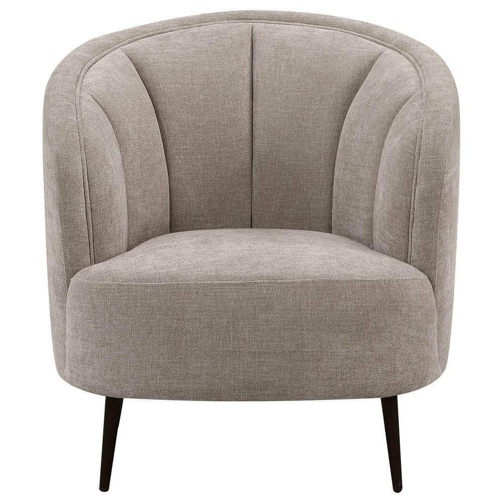 Zui Curved Accent Armchair 33 Inch Beige Modern Sleek Tapered Metal Legs BM330059